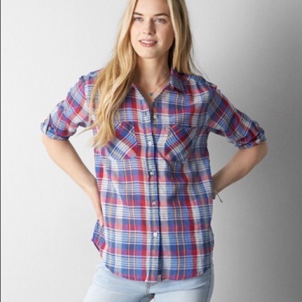 🦅 AEO Plaid Vintage Boyfriend